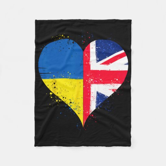 Cool Union Jack And Ukraine Flag For Proud Ukraini Fleece Deken (Voorkant)