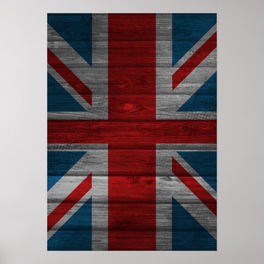 Cool union jack flag gadrk grunge wood effects poster (Voorkant)