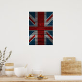 Cool union jack flag gadrk grunge wood effects poster (Keuken)