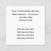 Cool Unique Construction Service Visitekaartjes (Achterkant)