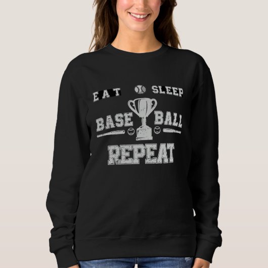 Cool Unique Eat Sleep Baseball Repeat Trui (Voorkant)