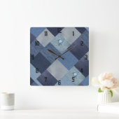 Cool Unique Patchwork Denim  Vierkante Klok (Huis)