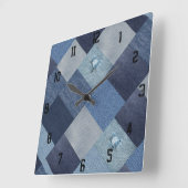 Cool Unique Patchwork Denim  Vierkante Klok (Hoek)
