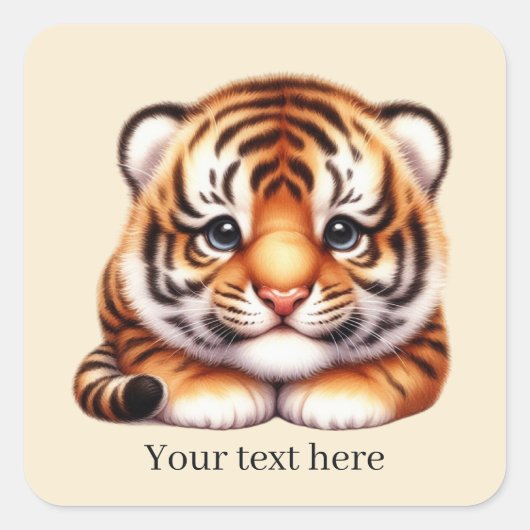 Cool unisex baby tiger bericht toevoegen vierkante sticker (Voorkant)
