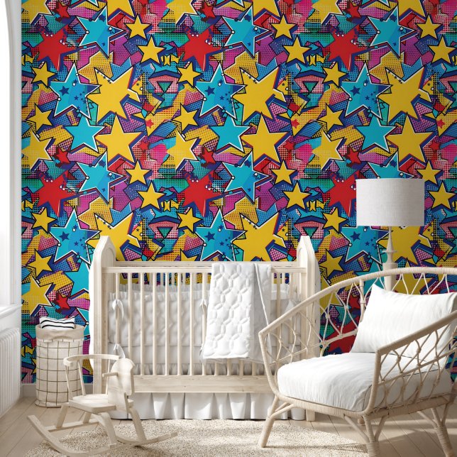 Cool unisex baby tiled comic pop behang (Kinderen)