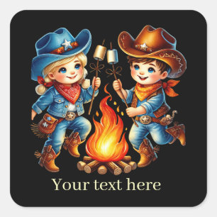 Cool unisex Cowgirl Cowboy tekst toevoegen Vierkante Sticker