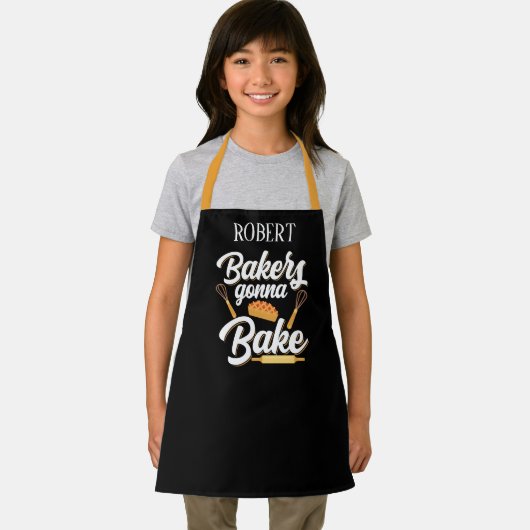 Cool unisex kinder naam toevoegen bakkers gaan bak schort (Insitu)