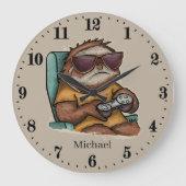 Cool unisex luiaard gaming naam toevoegen grote klok (Voorkant)