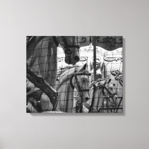 Cool, urban, moderne foto van paarden van carrouse canvas afdruk