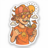 Cool Urban Summer Vibes T-shirt – Street Art Style Sticker (Voorkant)