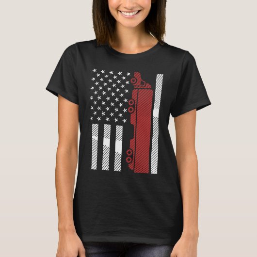 Cool US American Flag Semi Truck Driver 18 Wheeler T-shirt (Voorkant)