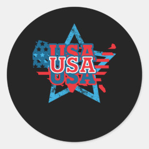 Cool USA Flag Color Star - LOVE USA Ronde Sticker