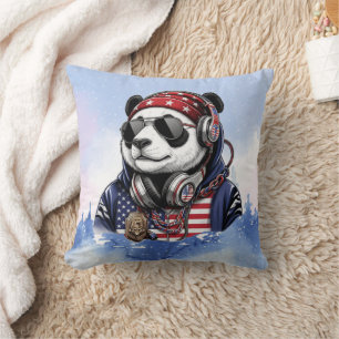 Cool USA Panda – Patriottische Rode, Witte & Blauw Kussen