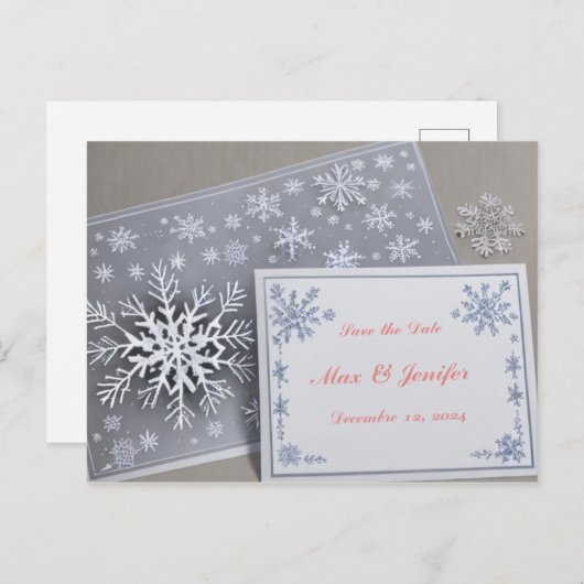 Cool Vakantie & Kerstmis Bruiloft Save the Date Aankondigingskaart (Voorkant / Achterkant)