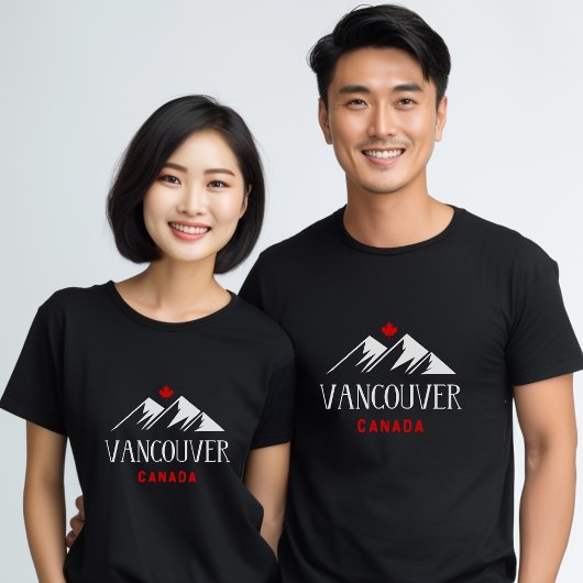 Cool Vancouver Canada bergen esdoorn blad donker T-shirt