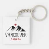 Cool Vancouver Canada Bergen Maple Leaf Sleutelhanger (Achterkant)