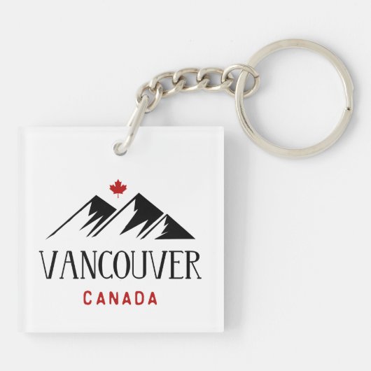 Cool Vancouver Canada Bergen Maple Leaf Sleutelhanger (Achterkant)