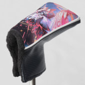 Cool Vaporwave Standbeeld van David in Roze Golfheadcover (3/4 voorkant)
