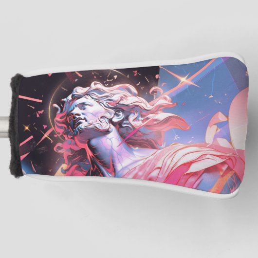 Cool Vaporwave Standbeeld van David in Roze Golfheadcover (Voorkant)