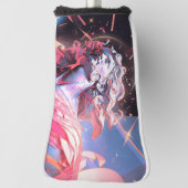 Cool Vaporwave Standbeeld van David in Roze Golfheadcover (Draai 90)