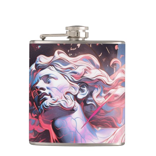 Cool Vaporwave Standbeeld van David in Roze Heupfles (Voorkant)