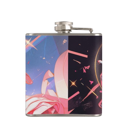 Cool Vaporwave Standbeeld van David in Roze Heupfles (Achterkant)