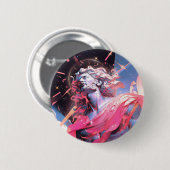 Cool Vaporwave Standbeeld van David in Roze Ronde Button 5,7 Cm (Voorkant /achterkant)