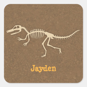 Cool Velociraptor Dinosaur Botten Jongens Geperson Vierkante Sticker