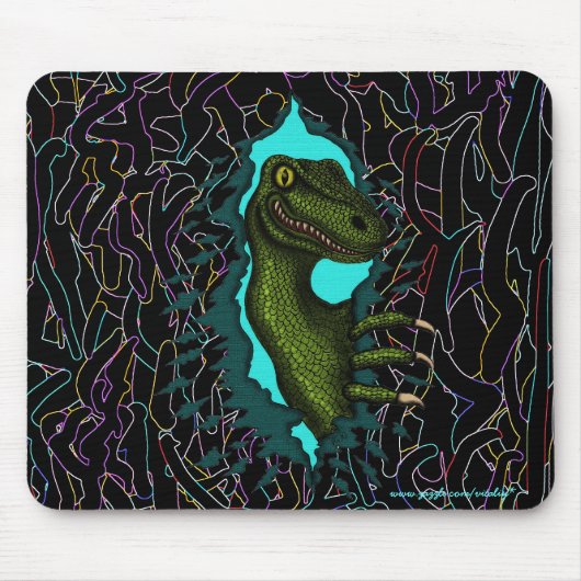 Cool velociraptor dinosaur mousepad design muismat (Voorkant)
