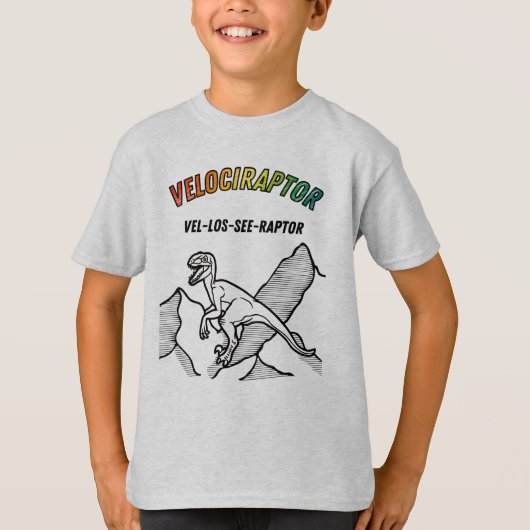 Cool Velociraptor Dinosaur T-Shirt (Voorkant)