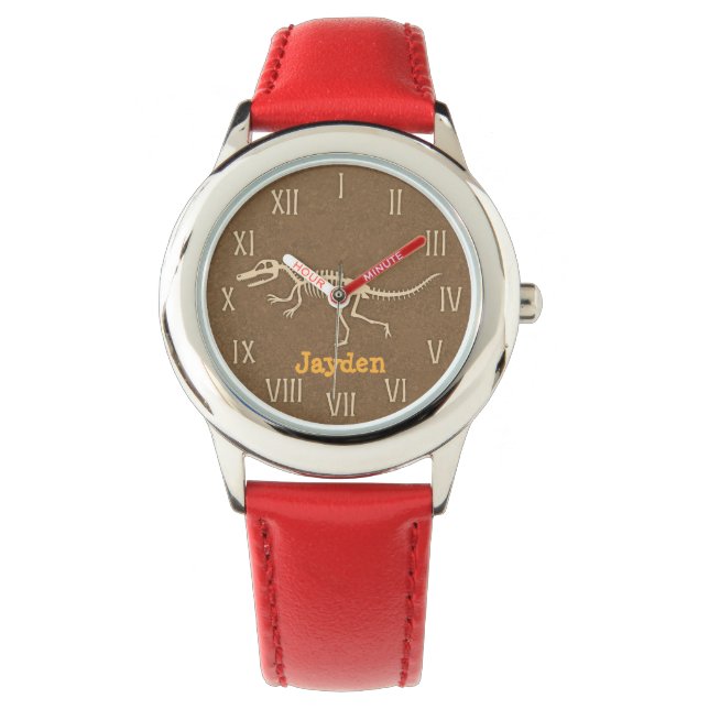 Cool Velociraptor Dinosaurus Botten Kinder Geperso Horloge (Voorkant)