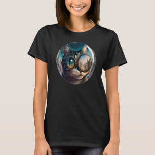 Cool Vergrootglas Cat Retro Electro Funny Schattig T-shirt