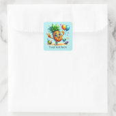 Cool verjaardagsstrand ananas party vierkante sticker (Tas)