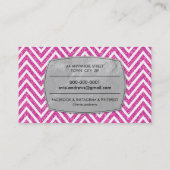 COOL vet chevron patroon zilveren folie glitter ro Visitekaartje (Achterkant)