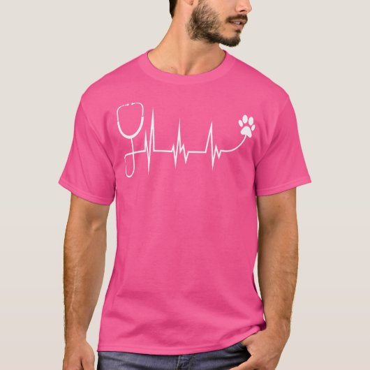 Cool Veterinarian Heartbeat Funny Veterinary Work T-shirt (Voorkant)