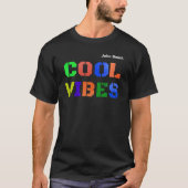 Cool Vibes HD-kleuren gepersonaliseerd zwart T-shirt (Voorkant)