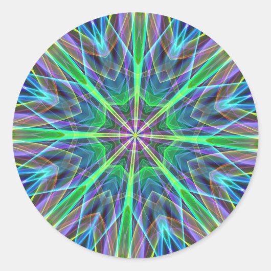 Cool Vibrant Neon Pastel Aura Mandela Ronde Sticker (Voorkant)