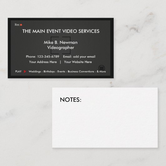 Cool Video ograaf Visitekaartjes (Voorkant / Achterkant)