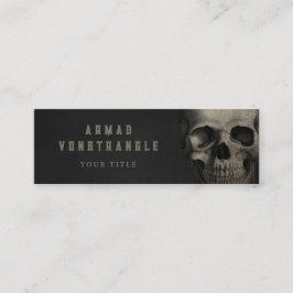 Cool Vinatge Skull Typografisch Black Mini Visitekaartje