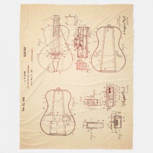 Cool Vintage Akoestische Gitaar Octrooi Kunst Fleece Deken