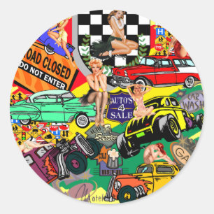 Cool Vintage Auto's Ronde Sticker