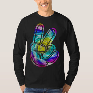 Cool vintage hand vredesteken tie-dye gedesdistres t-shirt
