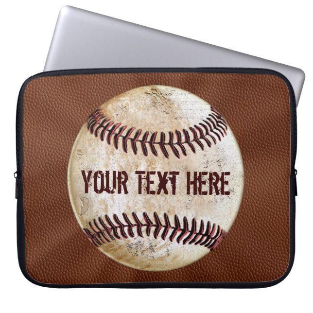 Cool Vintage Honkbal Laptop Hoes met UW TEKST (Voorkant)