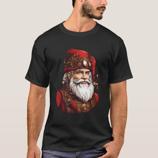 Cool Vintage Kerstmis Steampunk Sinterklaas Gezich T-shirt (Voorkant)