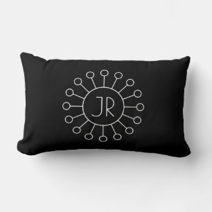Cool Vintage Logo Stijl Monogram Zwart & Wit Kussen