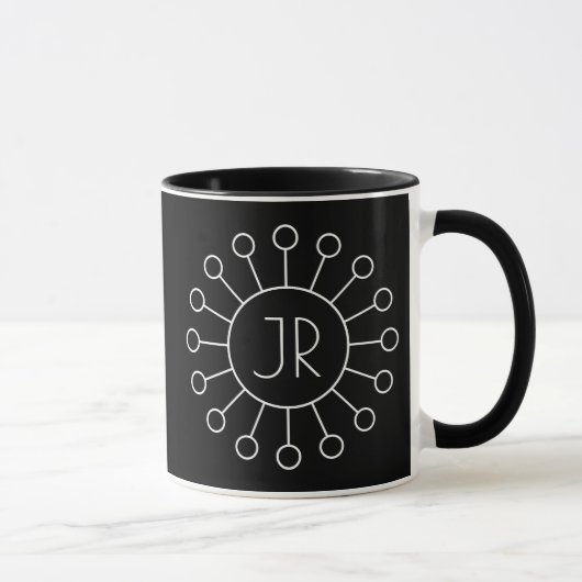 Cool Vintage Logo Stijl Monogram | Zwart & Wit Mok (Rechts)