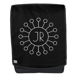 Cool Vintage Logo Stijl Monogram Zwart & Wit Rugtassen