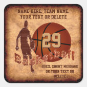 Cool Vintage Look Personalized Basketball Stickers (Voorkant)