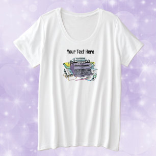 Cool Vintage Paarse Handmatige Schrijfmachine Boek Grote Maat T-shirt