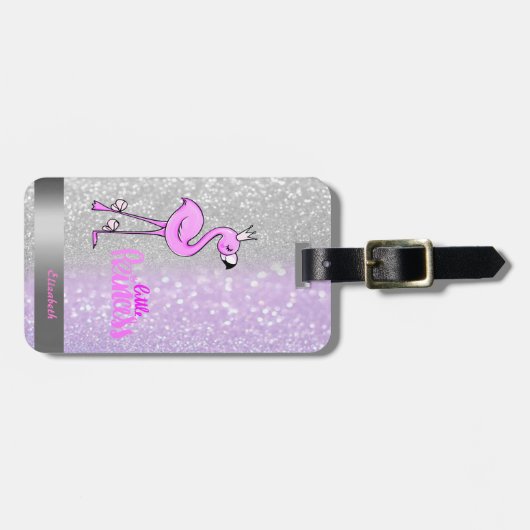 Cool Violet Silver Glitter Bokeh Ombre Stripe Bagagelabel (Voorkant horizontaal)